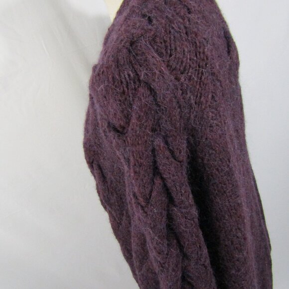 H&M Purple Alpaca Wool Blend Chunky Knit Button Cardigan M - Picture 8 of 12